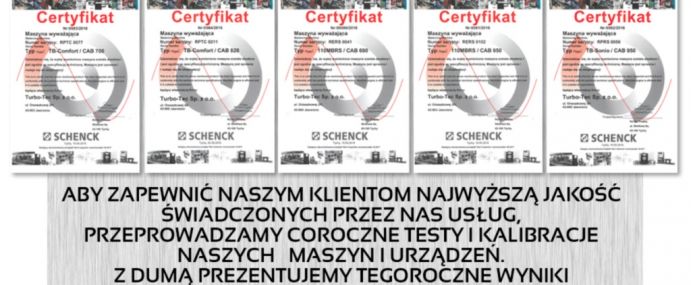 Certyfikaty od firmy Schenck